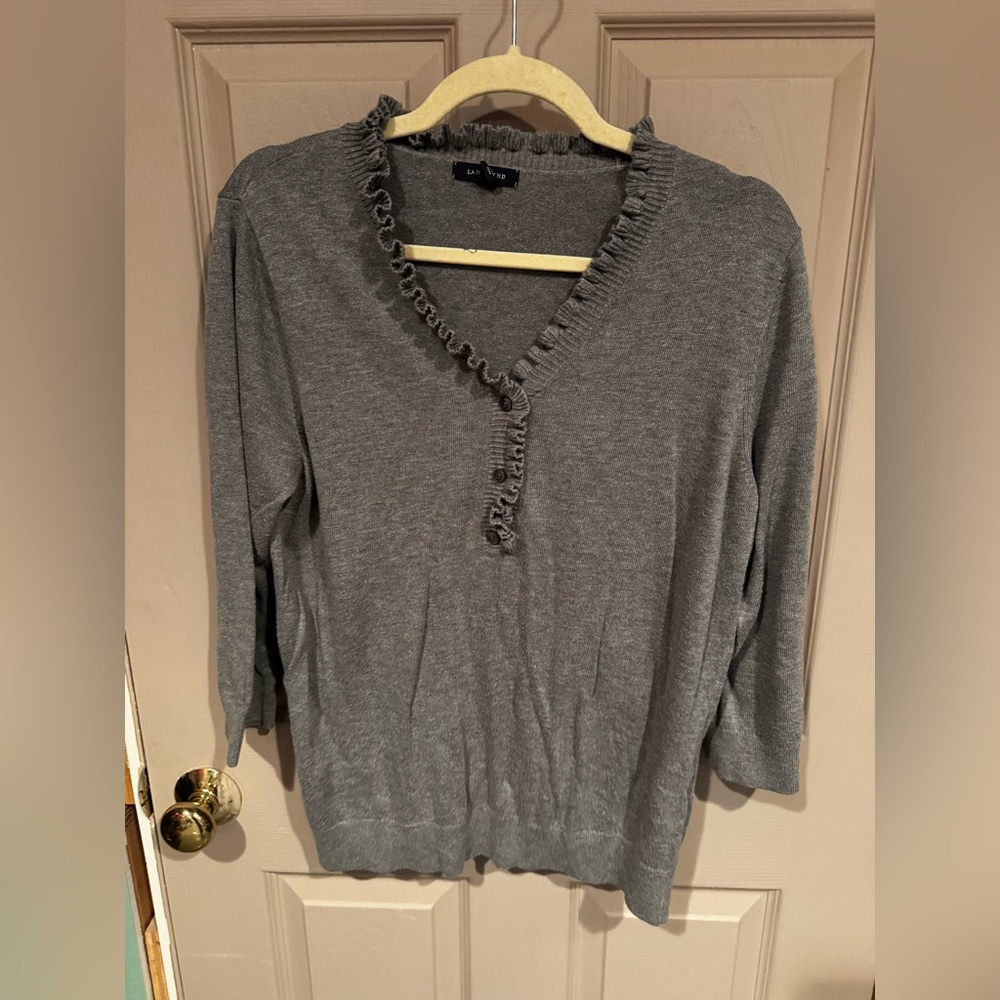 Lands' End Gray Ruffled Sweater